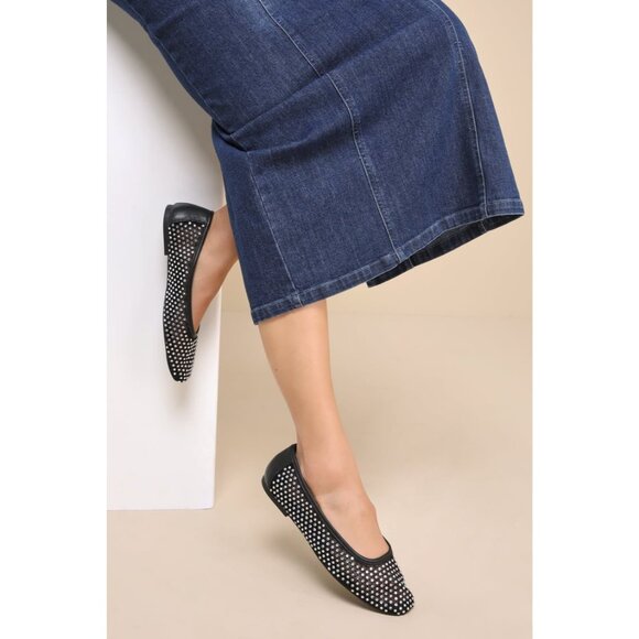 Steve Madden Womens Auden Ballet Flats in Black 8 with box Rhinestone Shoes - Picture 13 of 15
